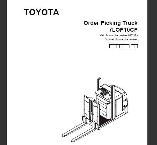 Toyota Order Picking Truck 7LOP10CF Spare Parts Catalogue Manual